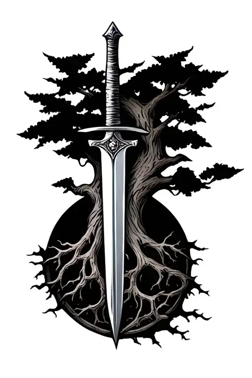 Tree Of Life And Sword Embedded