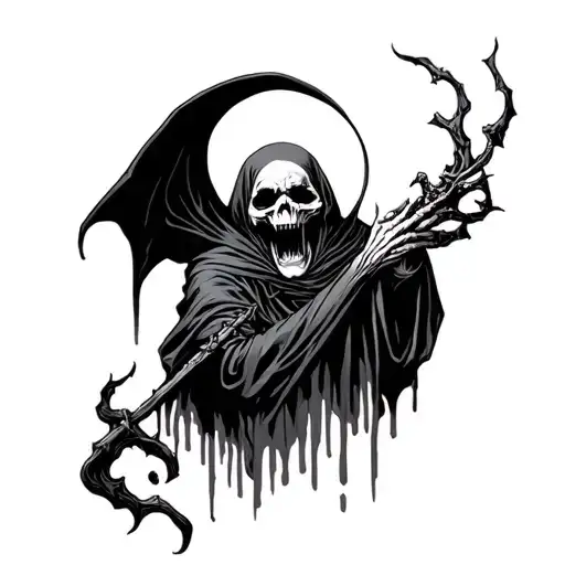 Grim Reaper Eating A Soul Leaving The Body