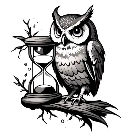 Owl Holding An Hourglass