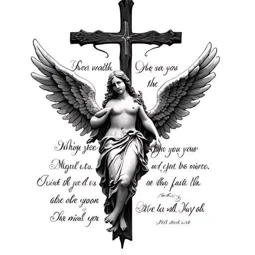 Angels With Cross And Bible Verses