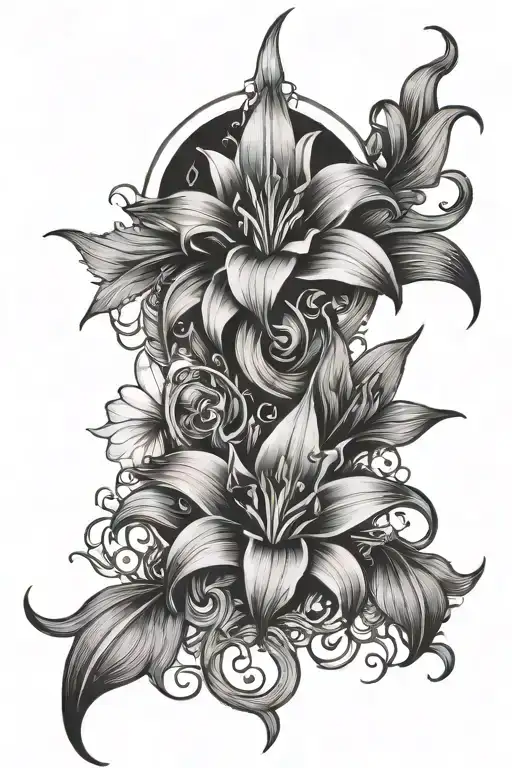 Gothic Lilies And Crescent Moon