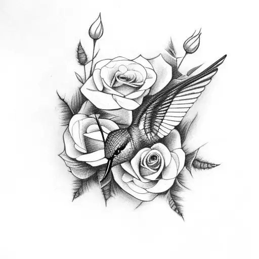 Hummingbird With Bible Verse And Roses