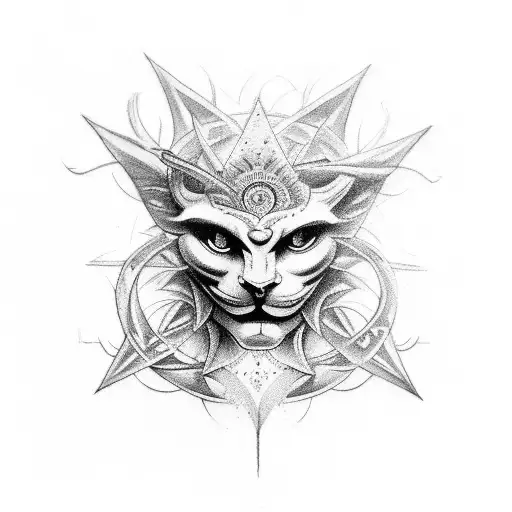 A Tattoo Depicting A Powerful Deity Surrounded By Elements Of Nature