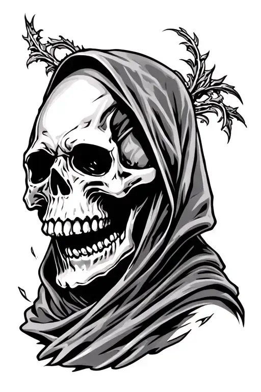 Grim Reaper Skull With Hood