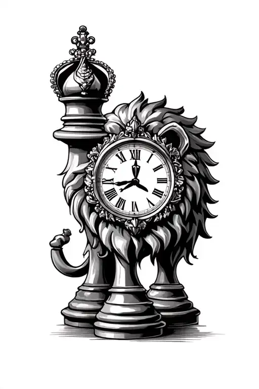 Queen Chess Piece Clock Lion
