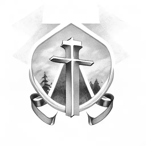 Christian Cross Wrapped With Barbed Wire