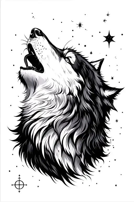 Wolf Howling Into Space
