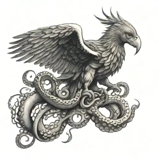An Octopus In The Talons Of A Soaring Eagle