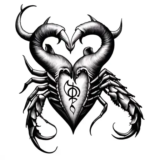 Taurus And Scorpio Sybol In A Heart Aquarius Symbol In Middle Of The Heart