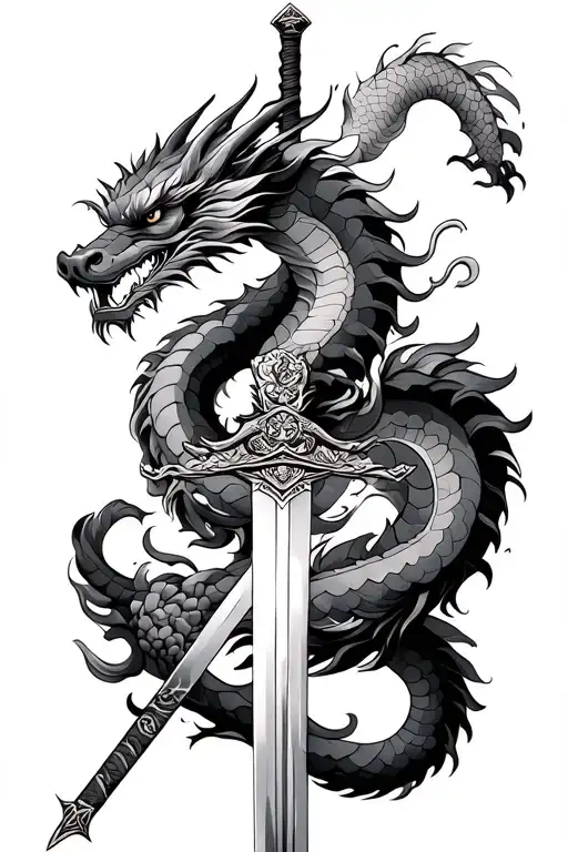 Japanese Sword And Dragon Wrapped