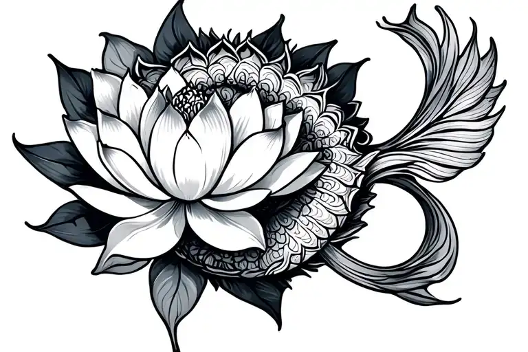 Aquarius And Pisces Zodiac With Lotus Flower
