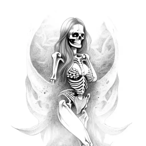 Dark Mermaid Full Body Skeleton