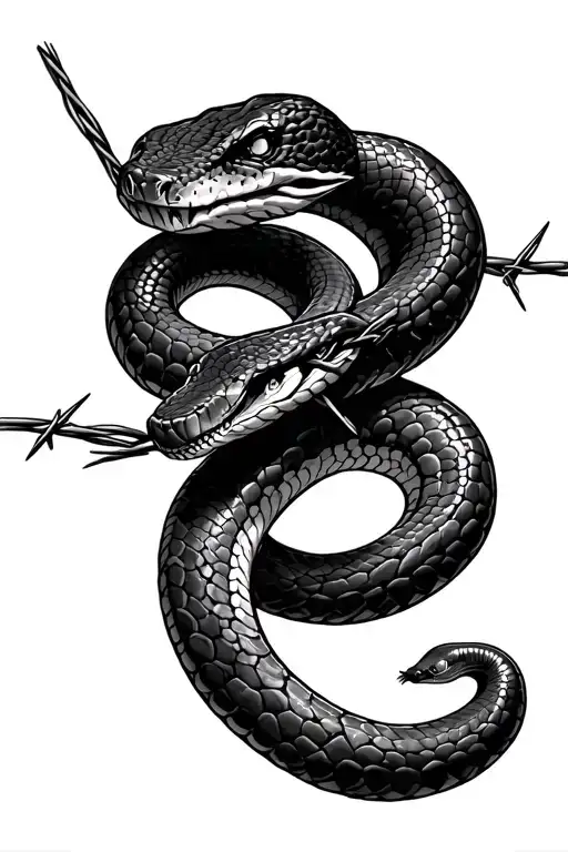 Snake With Barbwire Around Body