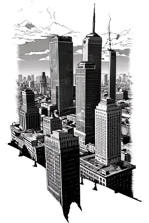 Chicago And Philadelphia Landmarks With Mountains In Background