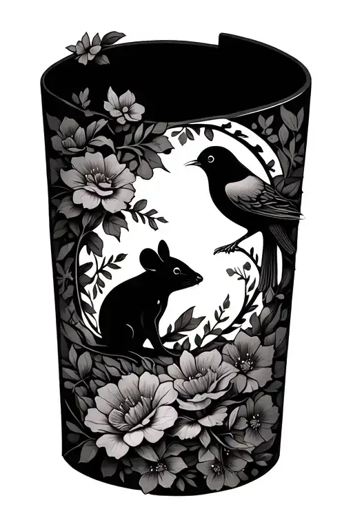 Floral Wristband With Mouse And Bird