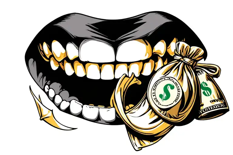 Gold Teeth And Money Bag