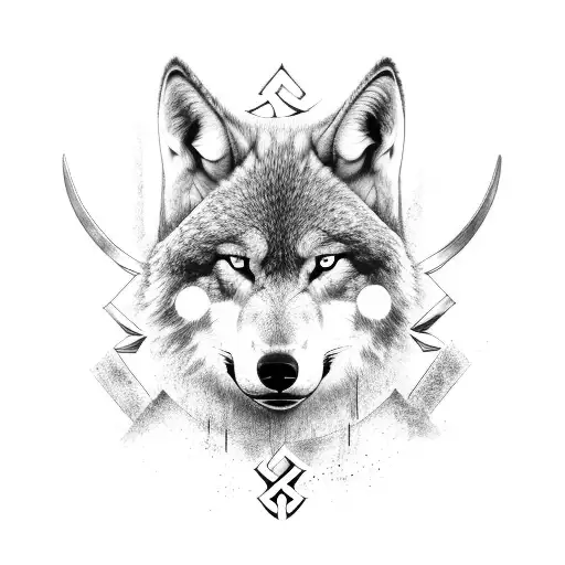 Nature Forest Viking Runes Wolf