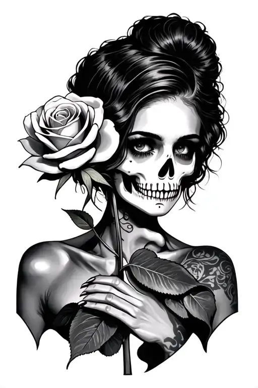 Cadavera Hot Chick Holding A Rose In Her Hand Portrait