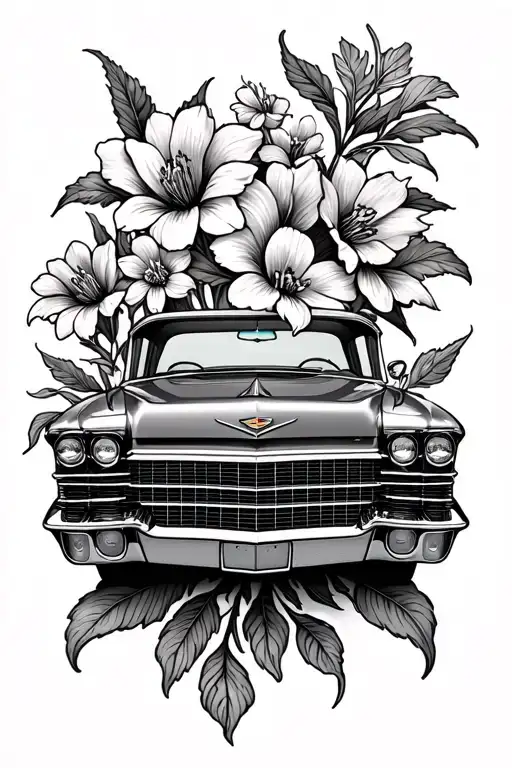 Flowers And 1965 Cadillac Car Fletwood