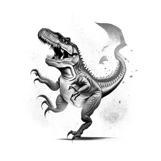 A T-rex Breakdancing To A Rock And Hip Hop Fusion Beat