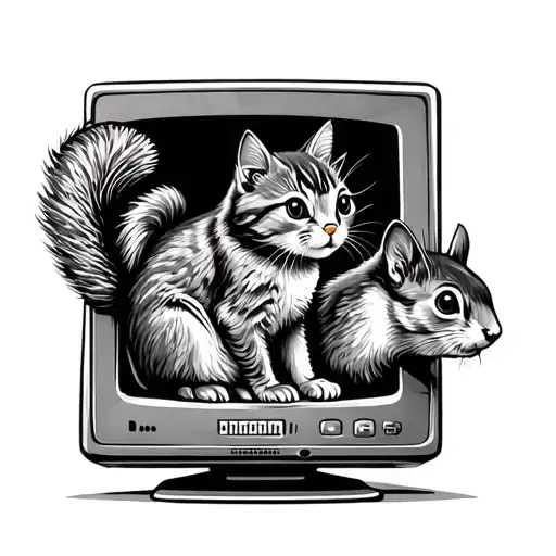 Cat Watching Squirrel On Screen