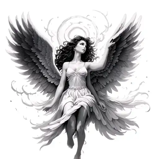 Female Flying Whispering Angels With Wide Wings