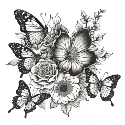 January Birth Flowers With Butterflies