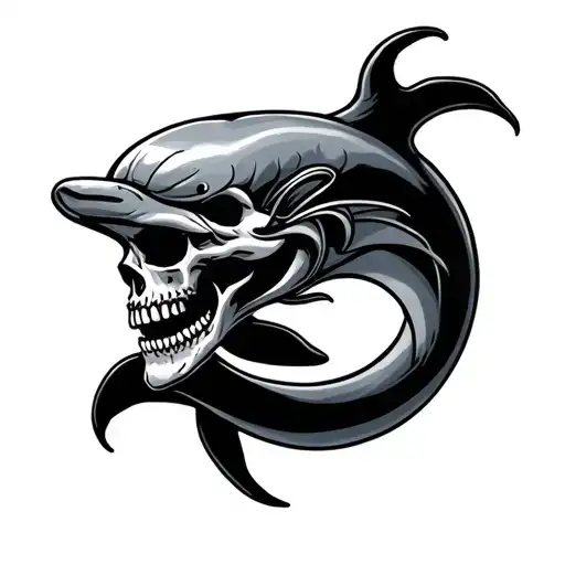 Gothic Dolphin With Skull