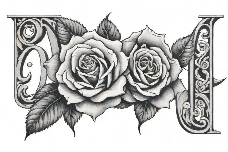 Roses With Letters D And N Inside Rose