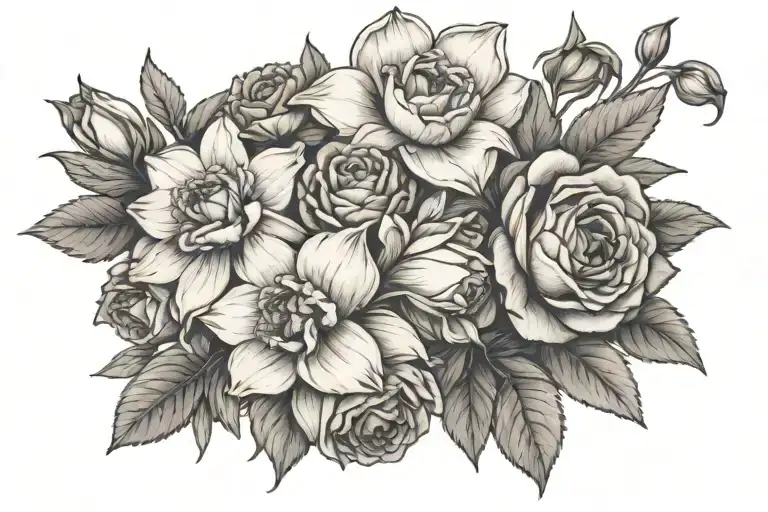 Rose Marigold And Narcissus Bouquet