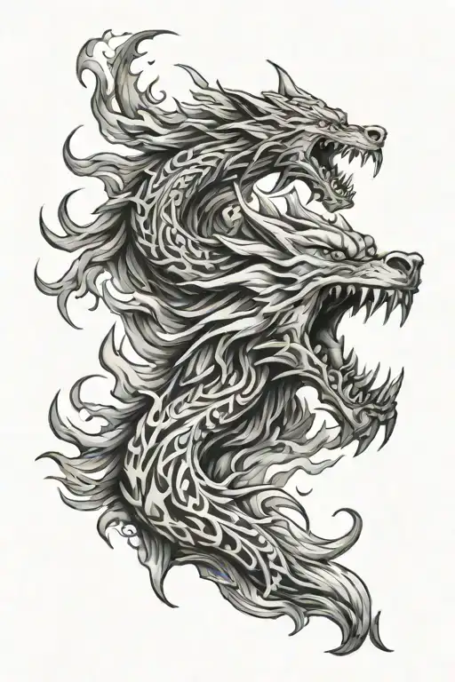 Wolf Dragon Breathing Fire