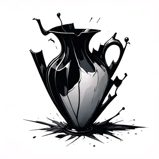 Tall Sleek Broken Vase That Has Been Put Back Together