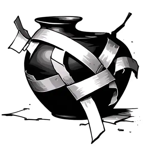 Broken Vase Rebuilt With Tape