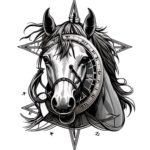 Horse Clock And Compass
