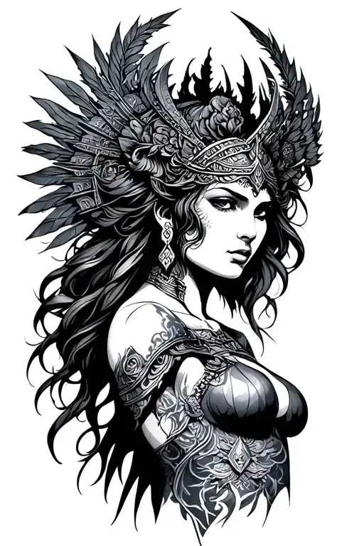 Ares As A Female Goddess With Shading