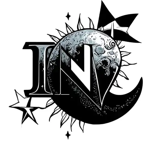 Combine Letter I N V With Moon Star Sun Moon