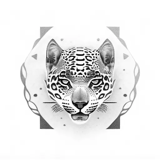 Mexican Folk Art Depiction Of A Jaguar In A Futuristic Setting