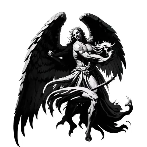 Angel Warrrior Fighting Demons