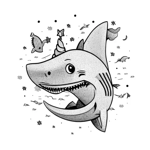 Shark And Unicorn And Flowers And Outer Space