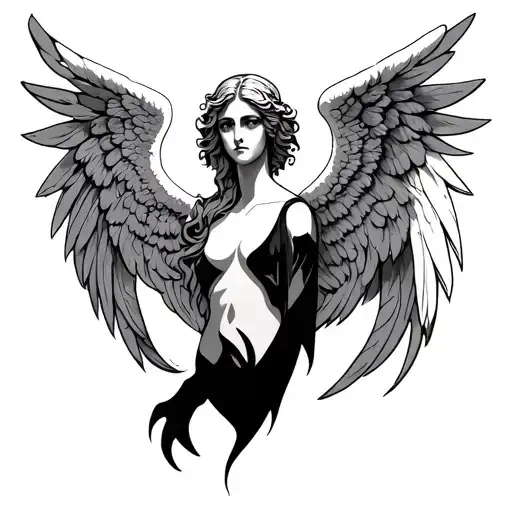 Angel With Dark Shades For Neck Tattoo Design Combining Elements