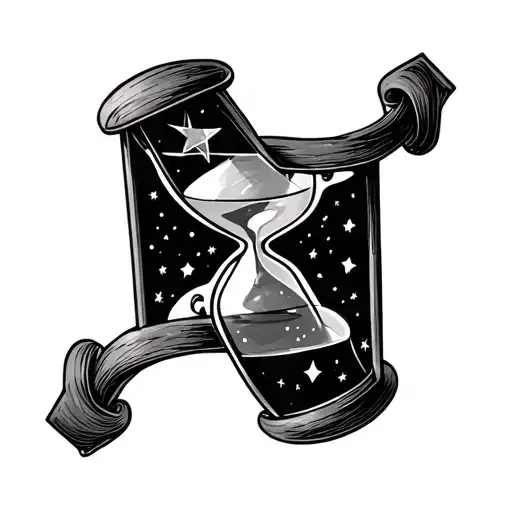 Tattoo Of A Small Hourglass With Stars Inside Of It