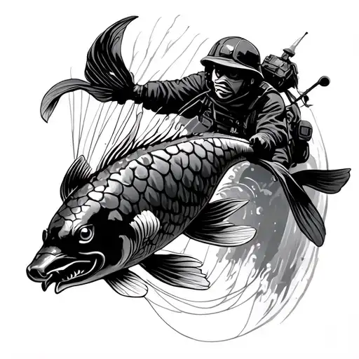 Koi Fish Parachuting Airborne Soldier