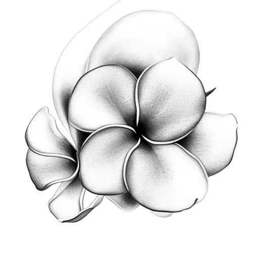 A Realistic Black And Grey Plumeria Blossom