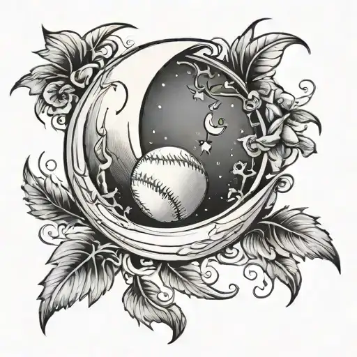 Incorporate Elements Of Baseball And Psalm 92 Into A Crescent Moon Tattoo Design