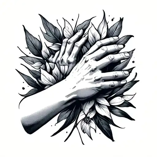 Hands In The Style Of Engraving In Different Pose