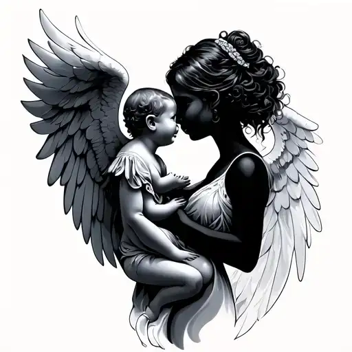 Women And A Baby Angel Wings