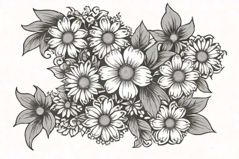 Daisy Chain Band Made Of 9 Daisies And Floral Design Around