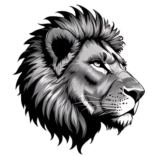 Lion Face With A Slight Scar Over Age