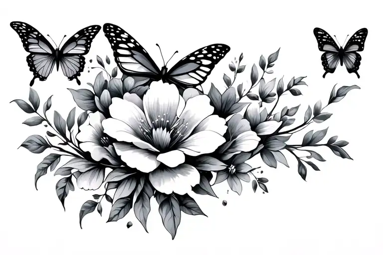 Flowers And Butterflies Collarbone