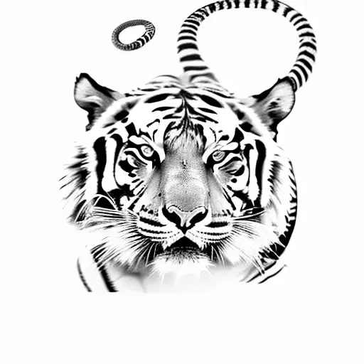 Bengal Tiger Fighting Snakes